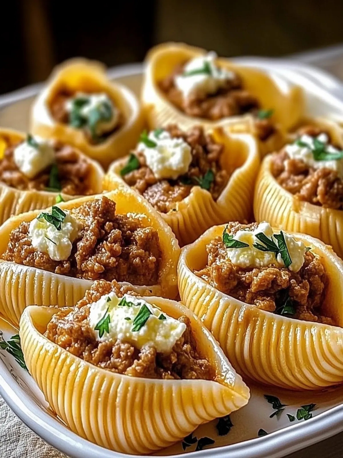 Buffed Shell Irresistible Beef-Stuffed Shells with Creamy Ricotta Delight