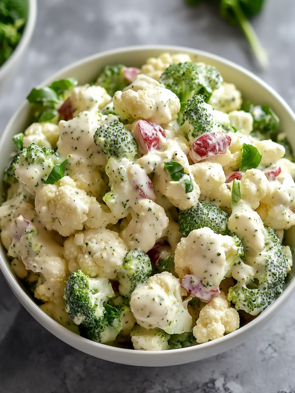 Irresistible Creamy Broccoli Cauliflower Salad Recipe