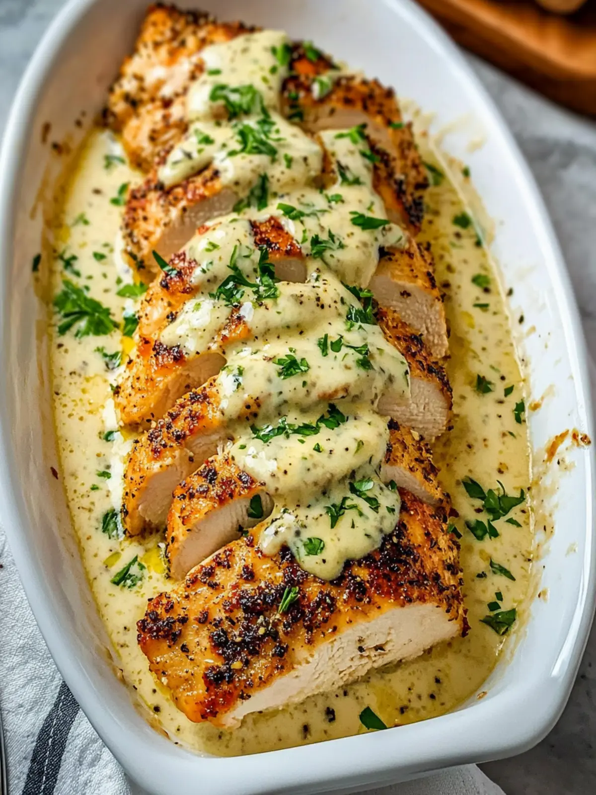 Irresistible Baked Caesar Chicken with Creamy Parmesan Sauce