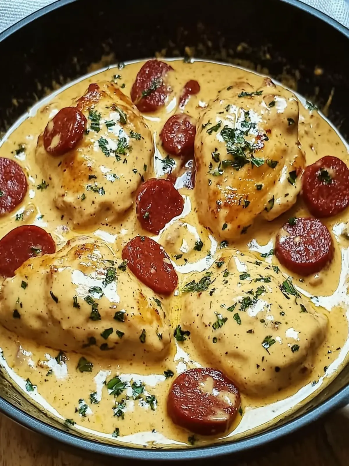 Irresistible Delicious Creamy Chicken with Chorizo Sauce