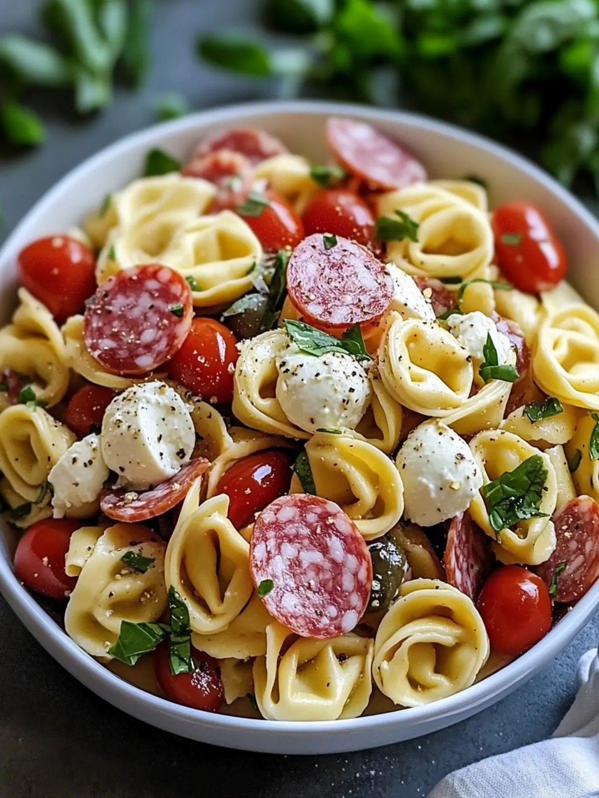 Irresistible Tortellini Pasta Salad with Salami and Mozzarella