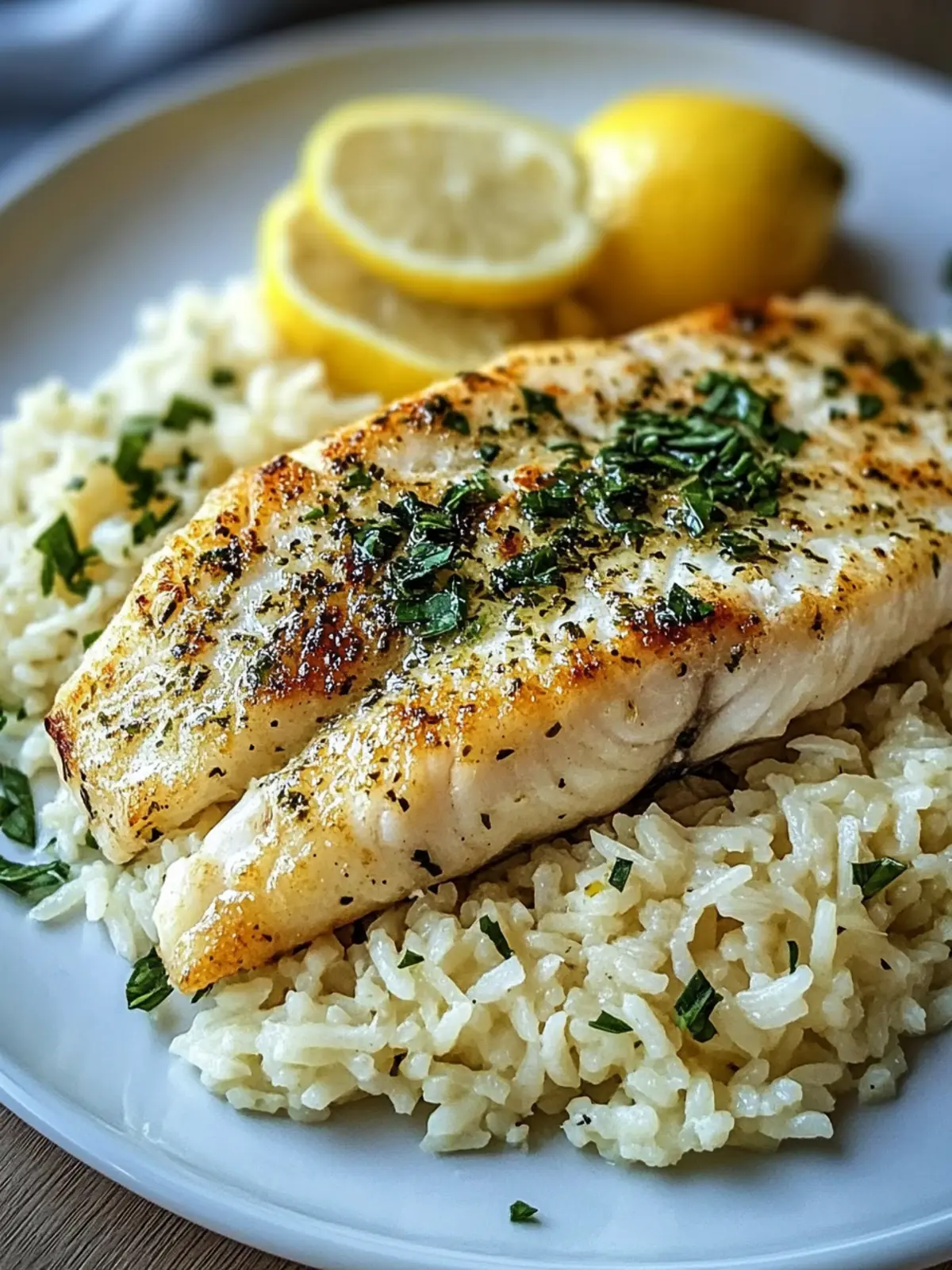 Irresistible Lemon Herb Butter White Fish with Rice Recipe