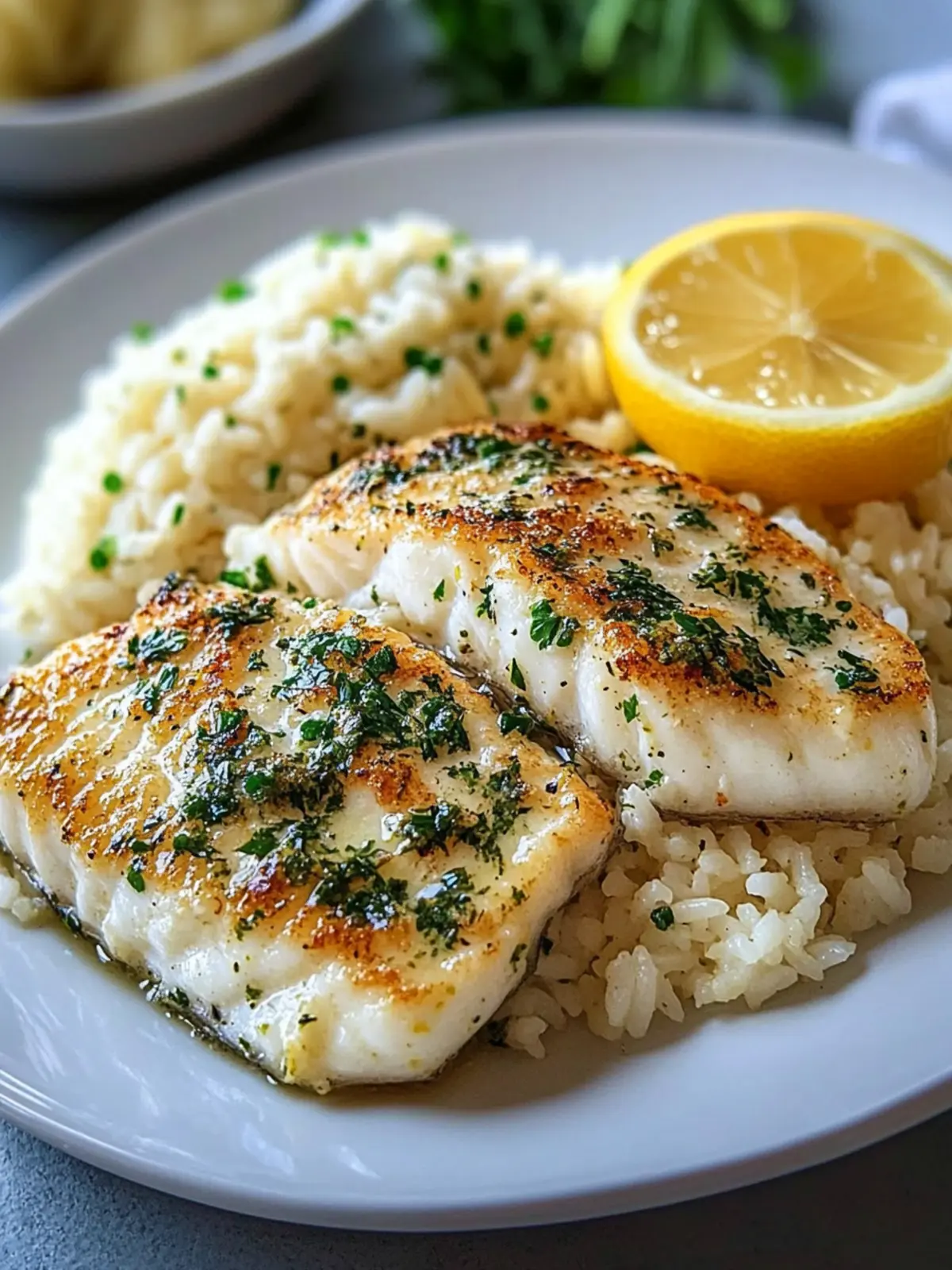 Irresistible Lemon Herb Butter White Fish with Rice Recipe