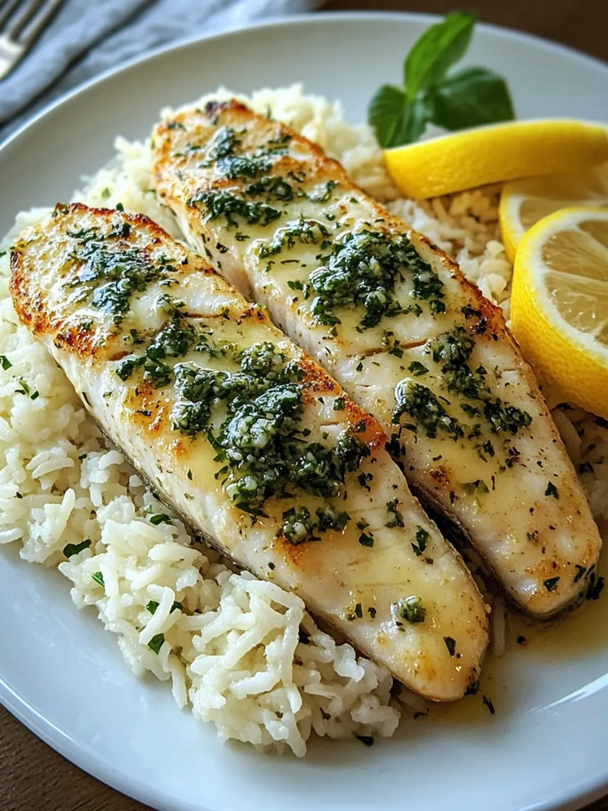 Irresistible Lemon Herb Butter White Fish with Rice Recipe